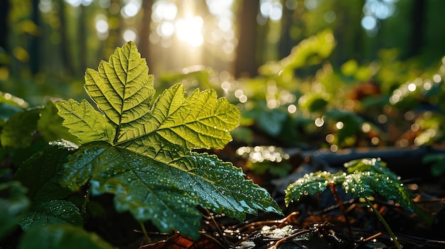 Wassertropfen auf grünen Blättern abstrakter Hintergrund Regentropfen Wasser auf Blättern Frisches saftiges wunderschönes Baum