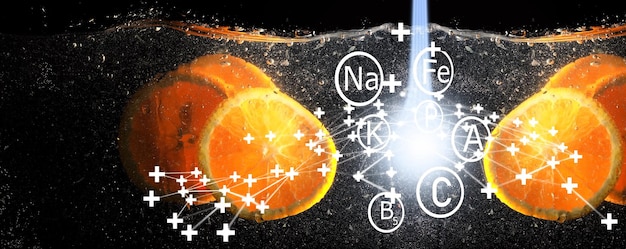 Wassertropfen auf reifer süßer Orange Frischer Mandarinenhintergrund mit Kopienraum für Ihren Text Vegetarisches Konzept