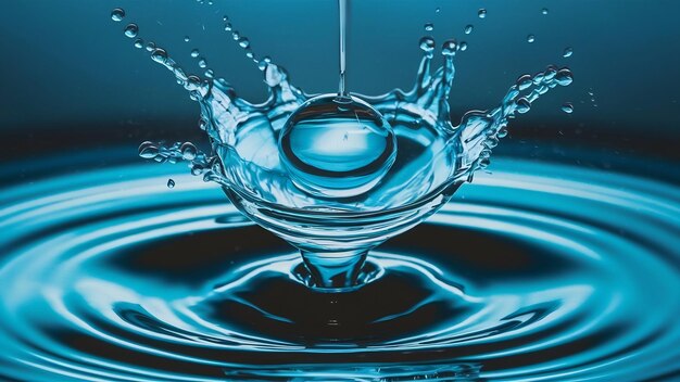 Wassertropfen, blaue Wassertropfen, Spritzer, Tropfenwasser, Nahaufnahme, blaue Wassertropfen, Makro