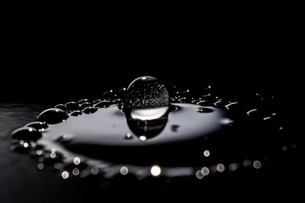 Wassertropfen, die auf die Oberfläche fallen Kollagenvitamin- oder Serumtropfenspritzer Generative KI