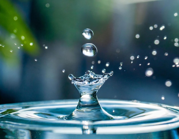 Wassertropfen fällt in ein Glas