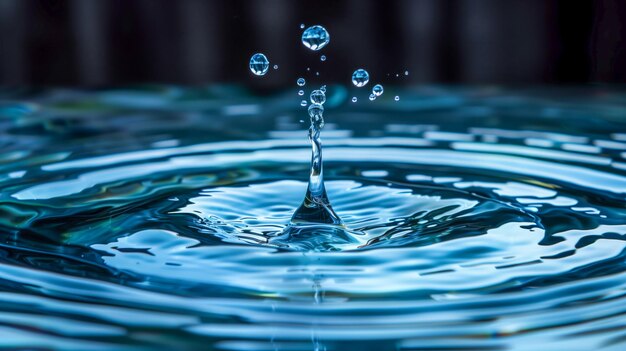 Wassertropfen spritzen in den ruhigen Pool