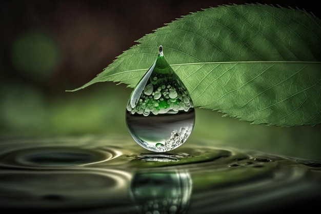 Wassertropfen Wassertropfen Blatt Umweltschutz Gleichgewicht Grün Natur