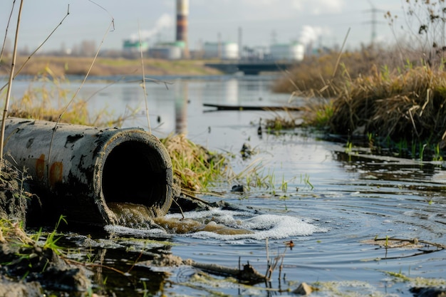 Wasserverschmutzung Umweltverunreinigung Kontaminiertes Wasser Schmutzige Abwasserströme aus Rohren