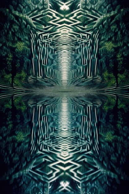 Wasserwellen bilden ein faszinierendes symmetrisches Muster, das mit generativer KI erstellt wurde