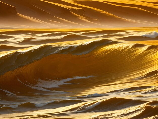 Wasserwellen im Meer mit goldener Farbe