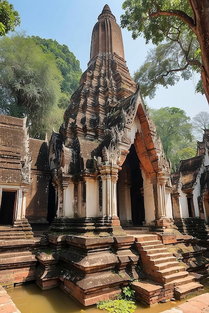Foto wat si chum phra achana en el parque histórico de sukhothai, tailandia
