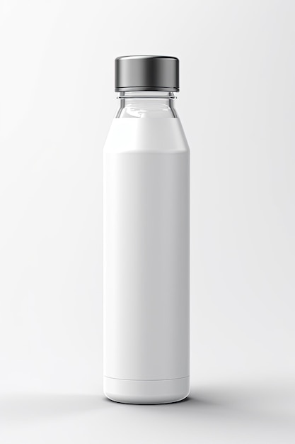 Foto water botel mockup white con tonos de fondo blanco generado por ia