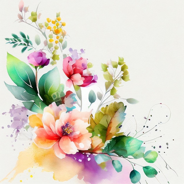 Watercolor Background Primavera Floral