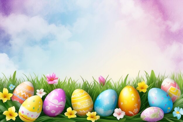 Foto watercolor colorful easter day egg background