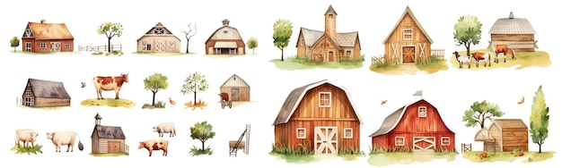 WATERCOLOR FARM-SET-Element