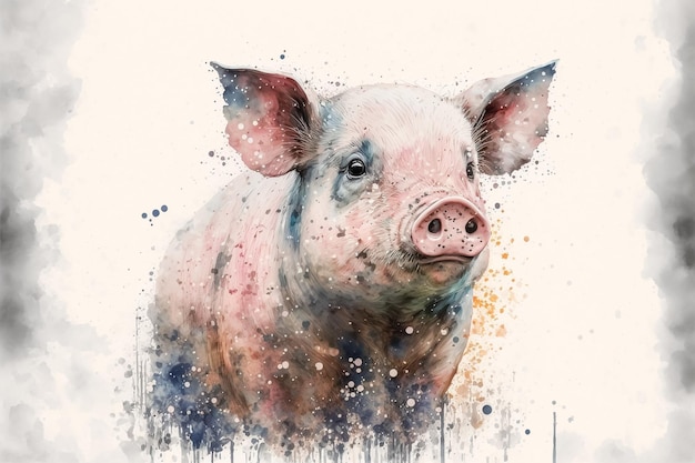 WaterColor Schweinekopffarbe Generative KI