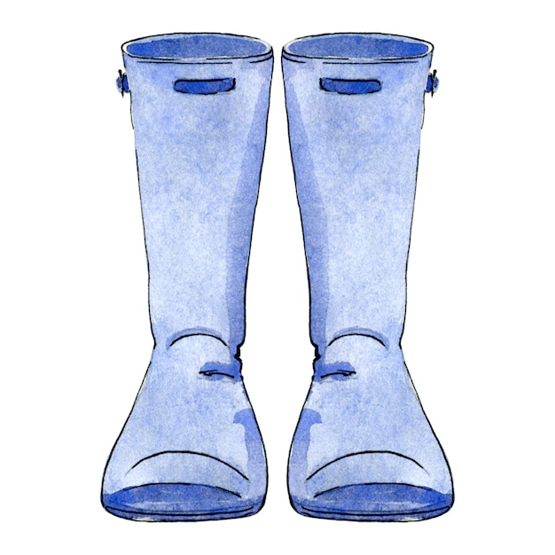 Watercolor wellington boots