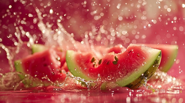 Foto watermelon waterfall splash super wide angle food shot (foto de alimentação com ângulo super amplo)