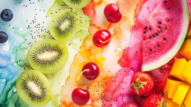 Watermelon Wonderland Uma fusão vibrante de rosa e amarelo explorando alimentos e conceitos macro com um