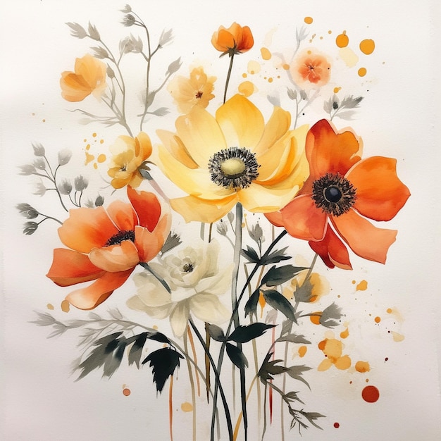 Watter Farbe schöne Blume illustrierte Malerei Kunst
