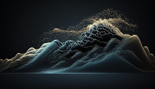 Wave Background Abstract Illustration 3D-Technologie Stil Netzwerkdesign mit Partikel