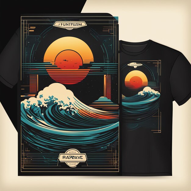 Foto wave retrofuturismo design de t-shirt