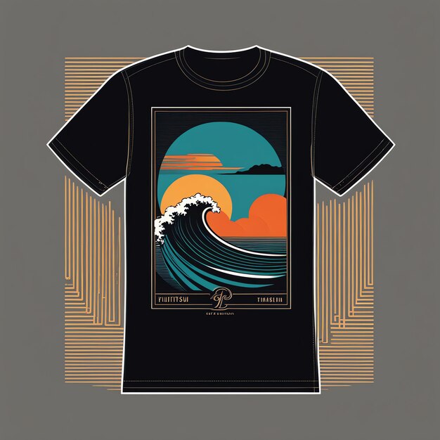 Foto wave retrofuturismus-t-shirt-design