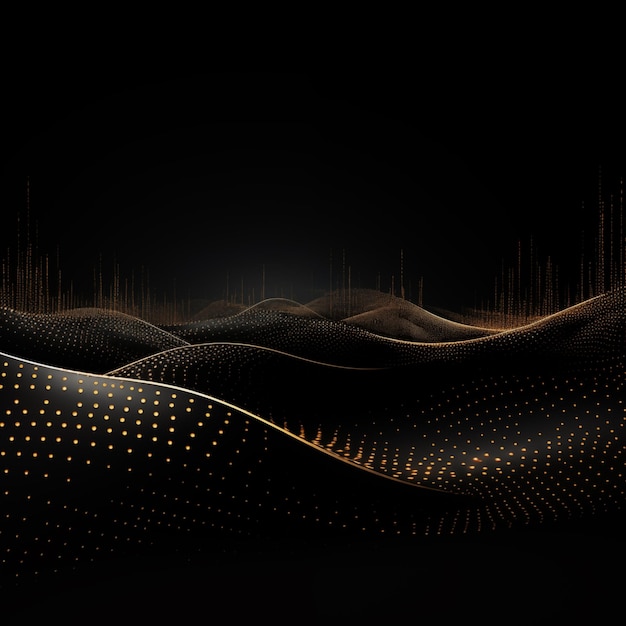 WaveGlimmer retrata la impresionante combinación de negro y oro en una imagen abstracta cautivadora