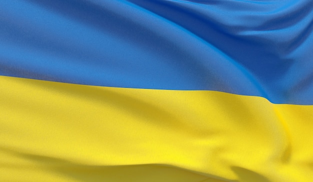 Foto waving nationalflagge der ukraine. winkte hochdetaillierte nahaufnahmen 3d-rendering.