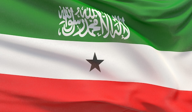 Waving Nationalflagge von Somaliland. Winkte hochdetaillierte Nahaufnahmen 3D-Rendering.