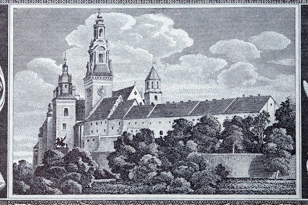 Wawel en Cracovia del antiguo dinero polaco