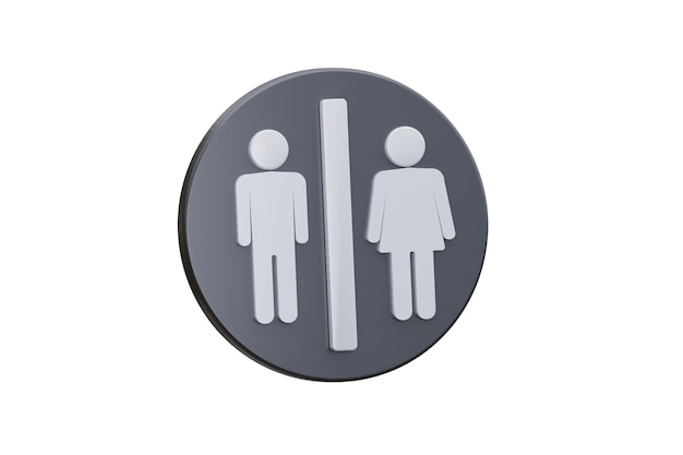 Wc signo icono isoled backgroung blanco 3D rendering