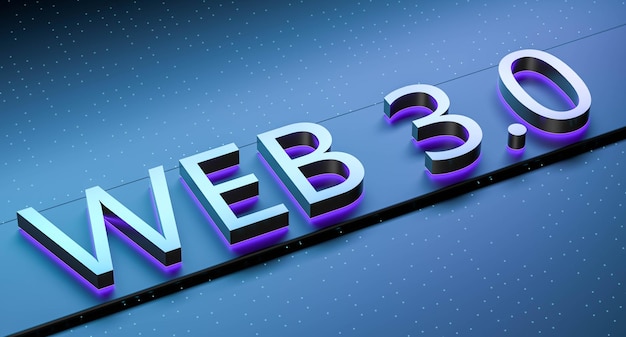 WEB 30-Konzept mit Neonlichtern auf verschwommenem Hintergrund WEB 3-Konzept