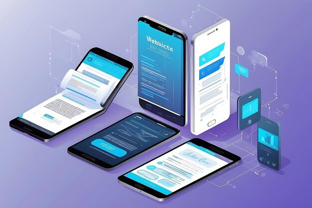 Web-Entwicklung für das Vektorkonzept von Mobiltelefonen Erstellung von Software und Apps für Mobiltelefonen