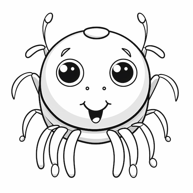 Foto web of creativity página de colorir simples com um desenho de aranha de corpo inteiro para crianças