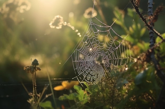 Web transparente na manhã de verão gerada por IA