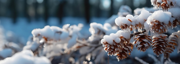 Webbanner mit einem Tannenzweig im Schnee, eine Einladungsidee für die Weihnachtsferien oder das neue Jahr