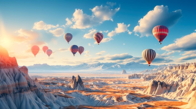 Webbanner mit Werbung für Heißluftballonflüge, Platz für Text