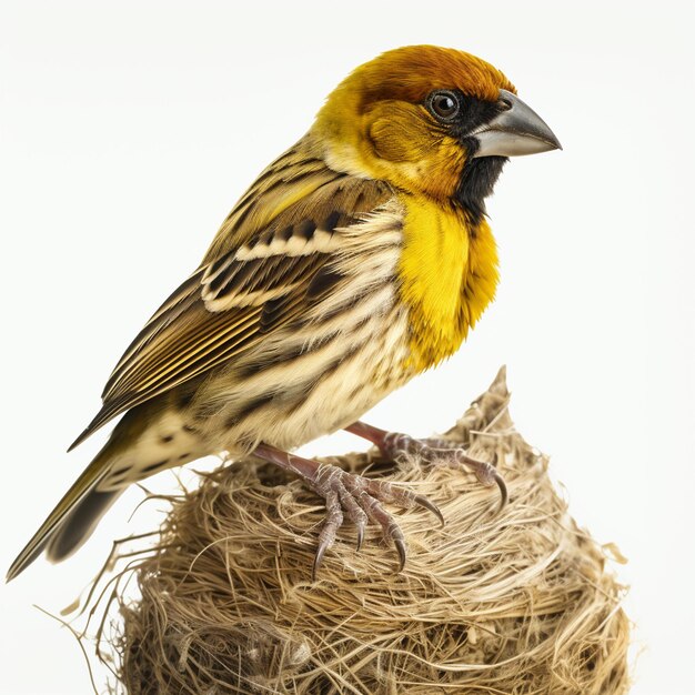 Webervogel auf seinem Nest