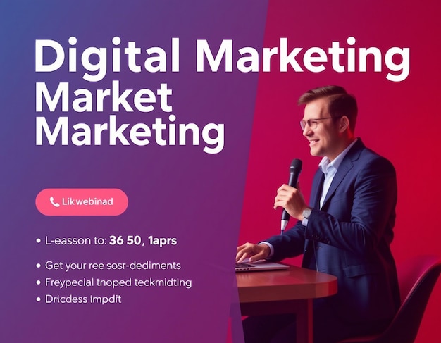 Webinar de marketing digital ao vivo e modelo de postagem de mídia social corporativa