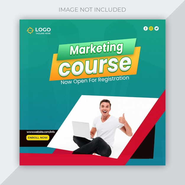 Webinar de marketing digital ao vivo e modelo de postagem de mídia social corporativa