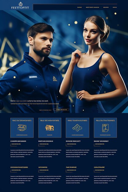Foto website der prestigeträchtigen schönheitsakademie für männer und frauen royal blue und layout design concept idea