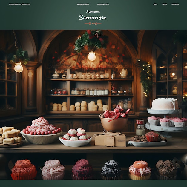 Website einer weihnachtlichen Hausbäckerei mit Ch-Website-Layout-Konzept. Wahnsinnige Ideen