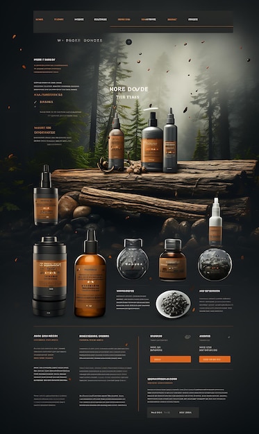 Website für Männerpflegeprodukte Rustikales Holzfarbthema mit einer Horizo-Layout-Design-Konzeptidee