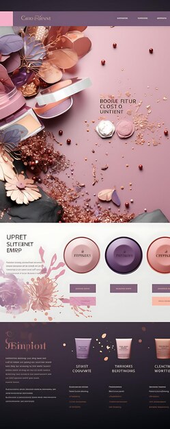 Foto website für make-up-looks und tutorials für besondere anlässe glamuröse c-layout-design-konzeptidee