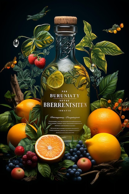 Foto website layout bespoke fruit brandy site citrus laranja e folha verde orcha poster flyer design