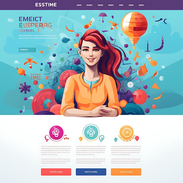 Website-Layout-Design der E-Learning-Plattform mit 1879 Creative Unique Professional Look