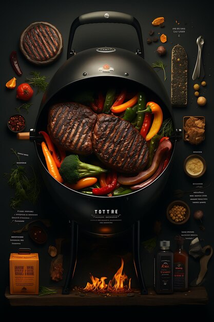 Foto website layout grilled vegetable snack bag em smoky hues carvão e ember poster flyer design