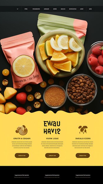 Website Layout Guava Snack Bag em rosa e amarelo Acentos de bronze Pla Poster Flyer Design amarelo