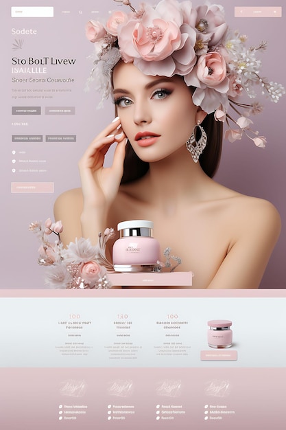 Foto website von high end nagelsalon für frauen weiche pastell- und silberfarbe t layout design-konzeptidee