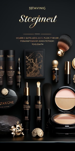 Website von Upscale Makeup Studio für Frauen Schwarz und Gold Farbschema Layout Design Konzept Idee