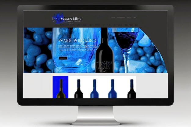 Website-Vorlage auf Laptop-Bildschirm und Instagram-Feed-Vorstellung auf Handy-Bild schirm Soziale Netzwerke Gastronomie-Unternehmen Weingüter und Weingüter Restaurants erstellt mit Generative AI-Technologie