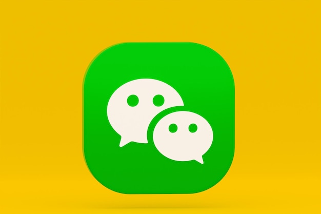 Wechat-Anwendungslogo 3D-Rendering auf gelbem Hintergrund