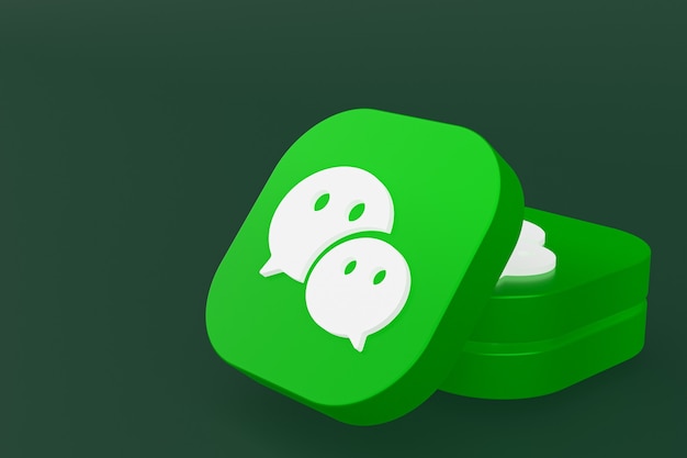 Wechat-Anwendungslogo 3D-Rendering auf grünem Hintergrund